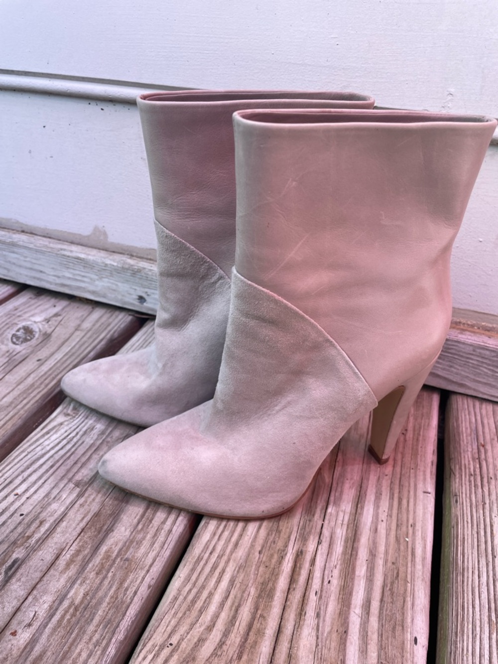 Donna Karan New York "Hadi" 2 Tone Leather/Suede Ankle Boots Size 6